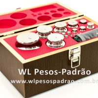 Kit de pesos-padrão F1 de 1g a 5kg (16 pesos) com estojo de madeira e um par de luvas